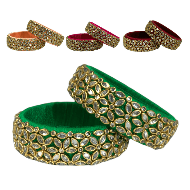 Indian American Diamond Bollywood Jewelry 2 Pcs Bangles Bracelet Wedding Set 